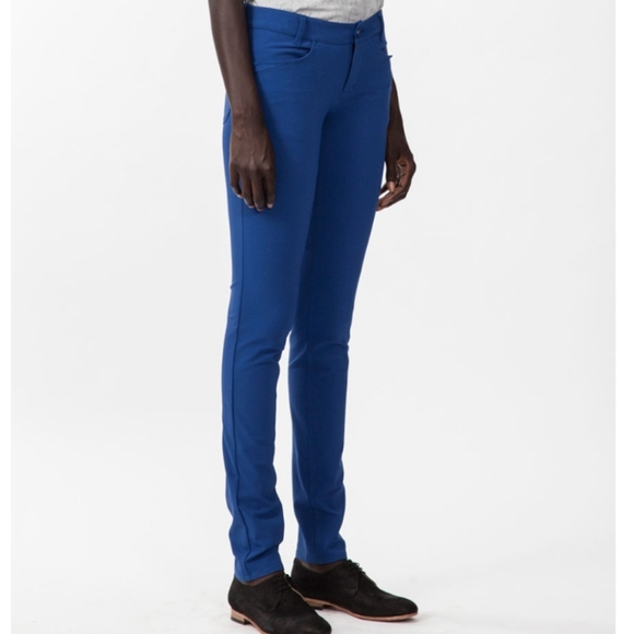 Outlier Blue Daily Riding Pants Doubleweave Twill Fabric Women's Size 4 Pockets - Picture 1 of 8
